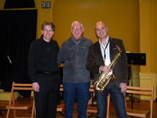 Garth with Andrew Stewart and Jeremy Koch at An die Musik, November 7, 2014 before their performance of my work Des Larmes Encadrees for saxophone and piano.